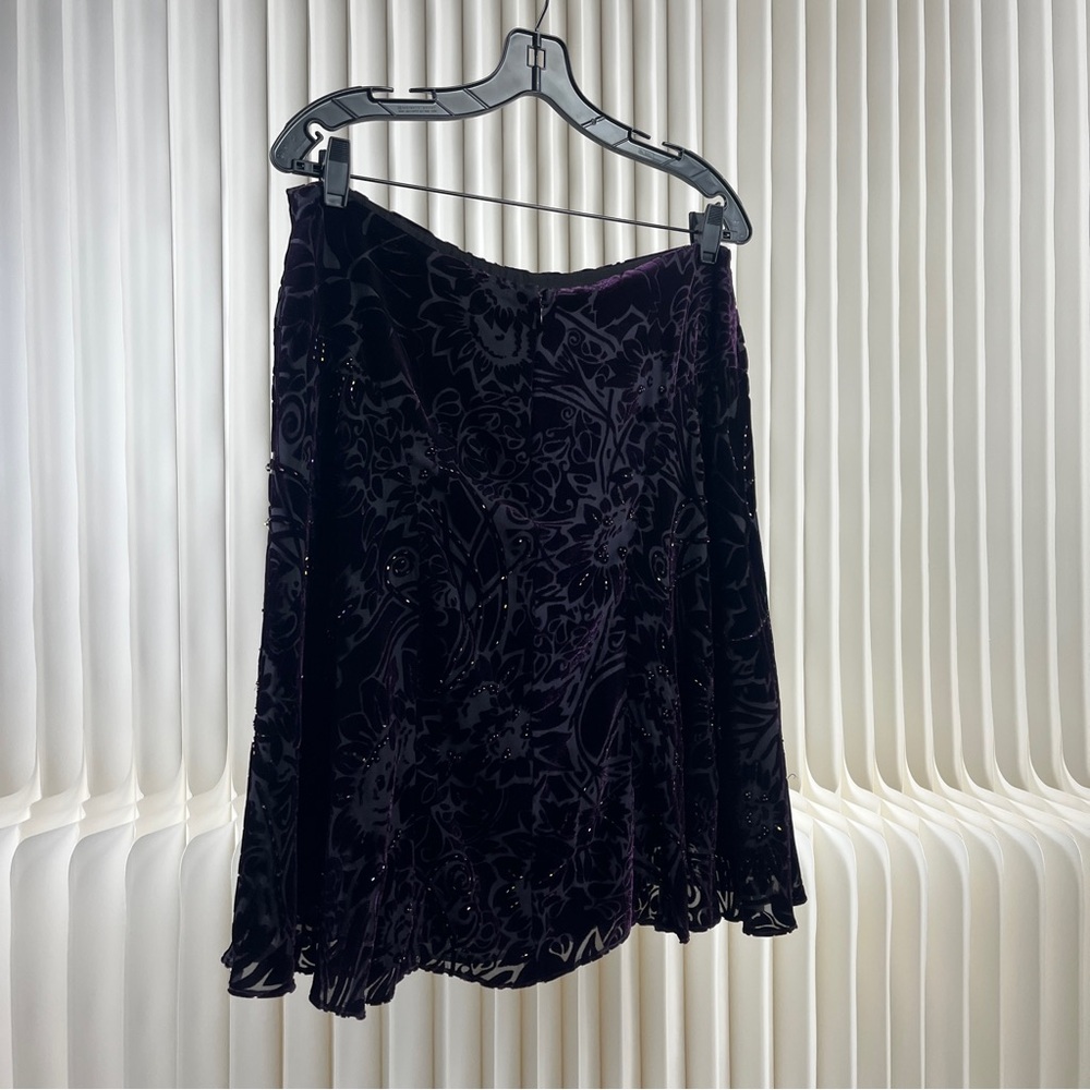 Muse Deep Plum Floral Print A-Line Skirt
